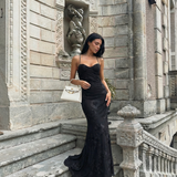 Emily | Lace maxi evening dress with open back