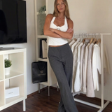 Eliza | High-Waist Wide-Leg Jersey Trousers with Vertical Seam Detail