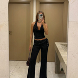 Phoebe | Wide-Leg Jersey Trousers with Wrap Waistband