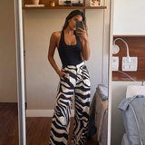 Rosalie | High-Waist Zebra Print Wide-Leg Trousers