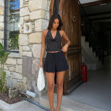 Willa | Pleated Shorts Black High Waisted Tailored Mini