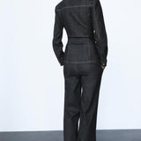 Sascha Denim Set | Women's Set with Fitted Top and Matching Trousers