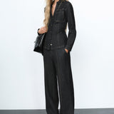 Sascha Denim Set | Women's Set with Fitted Top and Matching Trousers