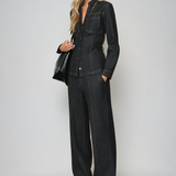 Sascha Denim Set | Women's Set with Fitted Top and Matching Trousers
