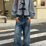 Marielle | Plaid Bubble Blouse with Relaxed Fit