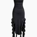 Harper | Bandeau Maxi Dress with Elegant Ruffle Detail
