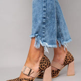 Kaia | Leopard Print Suede Sandals with Sturdy Heel