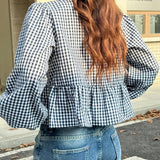 Marielle | Plaid Bubble Blouse with Relaxed Fit