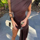 Genevieve | One-Shoulder Draped Asymmetrical Mini Dress