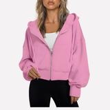 Imogen | Women's Cropped Relaxed Fit Zip Hoodie with Drawstring