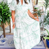 Elowen | Toile Maxi Dress with Smocked Waist and Tiered Skirt