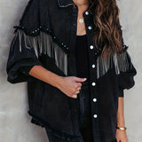 Evelyn | Women’s Boho Denim Jacket with Fringe Details