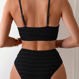 Norevia | Textured High-Waisted Bikini Set