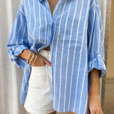 Maya | Striped Oversized Summer Blouse with Beach Flair