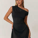 Altheira | Asymmetrical Mini Dress with Exposed Shoulder Detail