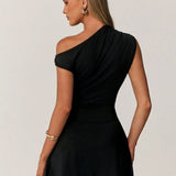 Altheira | Asymmetrical Mini Dress with Exposed Shoulder Detail