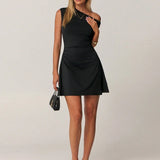 Altheira | Asymmetrical Mini Dress with Exposed Shoulder Detail