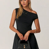 Altheira | Asymmetrical Mini Dress with Exposed Shoulder Detail