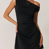 Altheira | Asymmetrical Mini Dress with Exposed Shoulder Detail