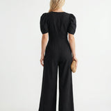 Phoebe | Elegant Puff Sleeve Jumpsuit with Wide Leg Design
