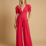 Phoebe | Elegant Puff Sleeve Jumpsuit with Wide Leg Design