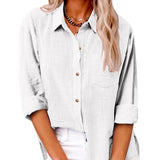 Naomi | Long Sleeve Cotton Linen Blouse with Pockets