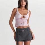 Romy | Tailored Shorts Grey High Waisted Belted Wrap Skort