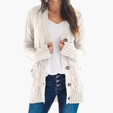 Oliver | Women's Button-Up Cardigan with Pockets and Cable Knit Texture