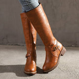 Scarlett | Women's Classic Leather Knee Boots with Buckle