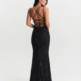 Emily | Lace maxi evening dress with open back
