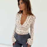 Myra | Lace Long Sleeve Crop Top For Woman