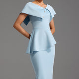 Rosalie | Chic Baby Blue Midi Dress