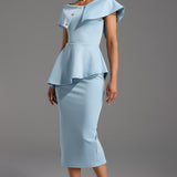 Rosalie | Chic Baby Blue Midi Dress