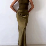 Noa | Chic One-Shoulder Pleated Maxi Dress for Formal Occasions