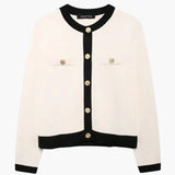 Eleanor | Button-Up Knit Cardigan with Gold Button Details