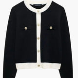 Eleanor | Button-Up Knit Cardigan with Gold Button Details