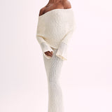 Evelyn | Off-Shoulder Bouclé Maxi Dress