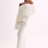 Evelyn | Off-Shoulder Bouclé Maxi Dress