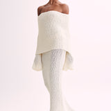 Evelyn | Off-Shoulder Bouclé Maxi Dress