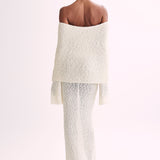 Evelyn | Off-Shoulder Bouclé Maxi Dress