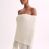 Evelyn | Off-Shoulder Bouclé Maxi Dress