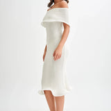 Celeste | Off-Shoulder Textured Knit Midi Dress
