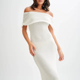 Celeste | Off-Shoulder Textured Knit Midi Dress