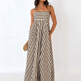 Julia | Striped maxi evening dress for women