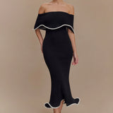 Celeste | Off-Shoulder Textured Knit Midi Dress