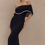 Celeste | Off-Shoulder Textured Knit Midi Dress