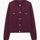 Eleanor | Button-Up Knit Cardigan with Gold Button Details