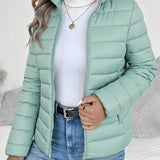 Women's Lightweight Quilted Puffer Jacket with Stand Collar – Slim Fit Autumn Winter Coat