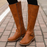 Scarlett | Women's Classic Leather Knee Boots with Buckle