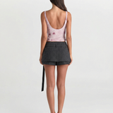 Romy | Tailored Shorts Grey High Waisted Belted Wrap Skort